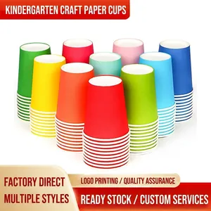 Disposable Paper Cups Solid Color Thickened Drinkware For Coffee Tea Party Tableware DIY Manual Art Crafts Supplies