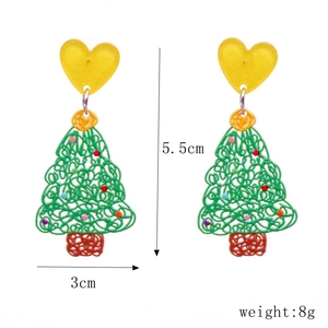 Boucles d'oreilles sapin de Noël en acrylique avec cœur dimensions 5,5cm x 3cm 8g
