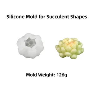 Détail du moule en silicone pour bougie succulente avec poids du moule de 126g