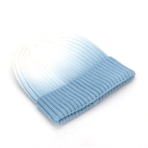 Knit Beanie Hat Acrylic Tie Dye Gradient Cuffed Rolled Edge Winter Warm Outdoor Windproof Fashion Women