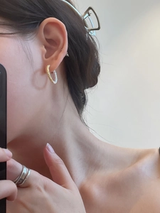 Minimalist gold textured hoop earrings with hammered surface for women jewelry