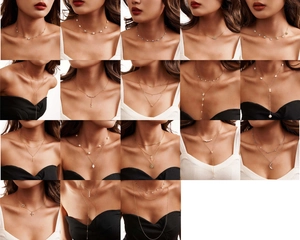 Collage of diverse S925 sterling silver necklaces featuring freshwater pearls and pendants
