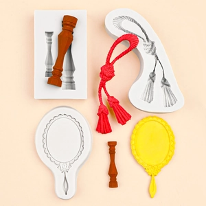 Kit de moules en silicone avec colonnes baroques et glands pour fondant et résine DIY