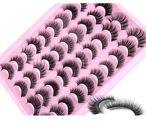 Vue détaillée de 20 paires de faux cils synthétiques russes volume DD curl épais