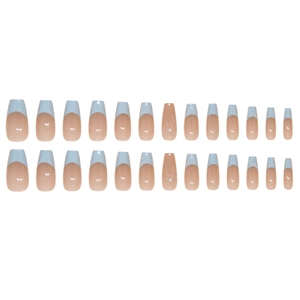 Faux ongles French classiques de forme ballerine avec base rose poudré, lot de 24 pièces