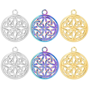 Collier Pendentif Noeud Celtique Acier Inoxydable Placage Sous Vide Rond Creux Triquetra Bijoux Ethniques Vintage Femmes