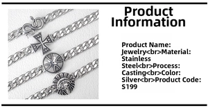 Macro detail of four silver stainless steel bracelets with snake and cross charms