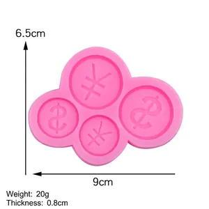 Pink silicone mold with currency symbols for cake decorating and DIY resin crafts