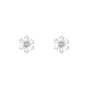 Elegant S925 sterling silver snowflake stud earrings with sparkling cubic zirconia stones