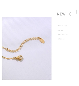 Detail shot of the lobster clasp and extension chain on the 18K gold-plated necklace