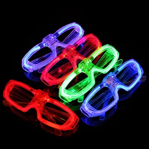 Square LED glowing glasses in red blue and green for parties and concert night events