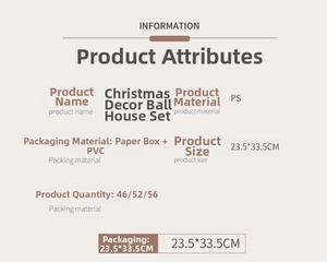 Size specifications for hand-painted Christmas ball house set in PVC paper box packaging