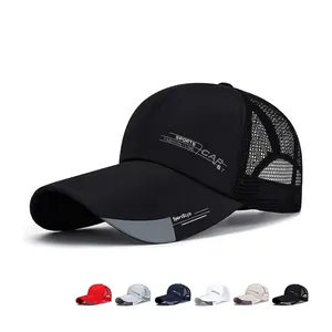Casquette De Baseball Respirante En Maille Polyester Longue Visière Réglable Sport De Plein Air Mode Imprimé Lettres Chapeau Soleil