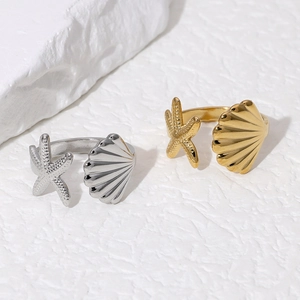 Verstellbare Seestern- und Muschelringe aus Edelstahl in Gold- und Silberoptik