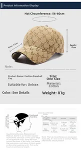 Size chart showing 56-60cm circumference for jacquard cotton baseball cap with measurements