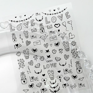 Laser red heart nail art stickers with romantic Valentine love patterns on white background