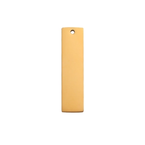 Detailed view of rectangular gold stainless steel pendant blank for DIY engraving