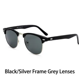 Retro Polarized Sunglasses Men Women Semi Rimless Clubmaster Style Anti Blue Light Metal Frame UV400 Protection Eyewear