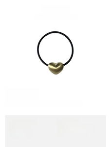Detailed product size chart showing a 5.5cm elastic band with a 2.5cm brushed metal heart