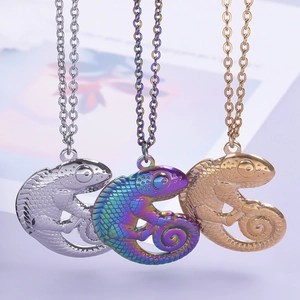 Minimalist 18k gold and silver stainless steel lizard pendants for DIY necklaces