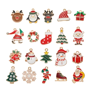 Christmas Charms Alloy Enamel Cartoon Pendant DIY Jewelry Accessories For Earrings Keychain Necklace Making Holiday Decor