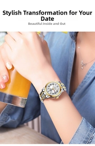 Détails de la montre à quartz ORUSS avec bracelet en acier et dateur
