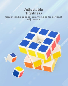 Detailed view of the 3x3x3 speed cube showing its adjustable tension mechanism and core