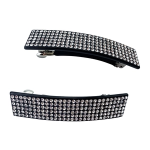 Set di fermagli per capelli francesi in acetato con strass scintillanti e molla argento