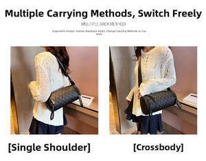 Schwarze gesteppte Zylindertasche als Schulter- und Umhängetasche an einem Modell