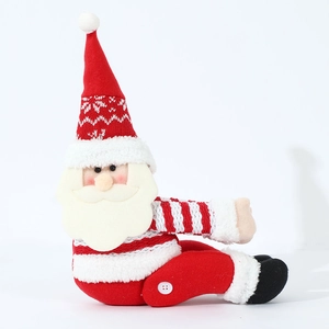 Plush Santa Claus Christmas curtain buckle decoration with knitted hat and white buttons