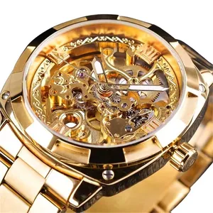 Forsining Men Automatic Mechanical Watch Skeleton Hollow Dial Stainless Steel Luminous Waterproof Luxury Fashion Wristwatch