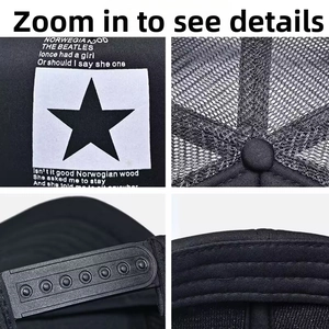 Detailaufnahme von Netzgewebe, verstellbarem Verschluss und Stern-Logo auf der Trucker Cap