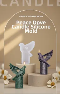 Macro detail of peace dove silicone mold for DIY candles with heart-shaped hollow design