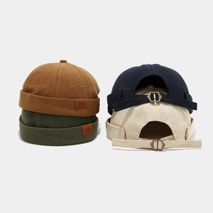 Bonnet docker en toile pour hommes avec patch en cuir DAD et boucle en métal réglable