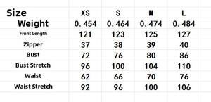 Detailed size chart for elegant French camisole dress with length and bust measurements