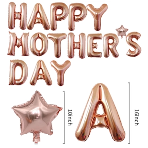Rose gold Happy Mother's Day foil balloons set with stars and 16 inch size detail