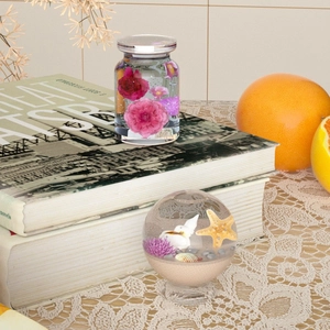 DIY epoxy resin driftwood bottle silicone mold with dried flowers and ocean landscape