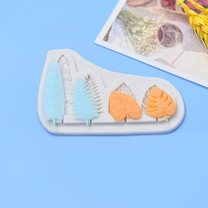 Tropical leaves silicone mold for monstera and palm leaf fondant cake decorations