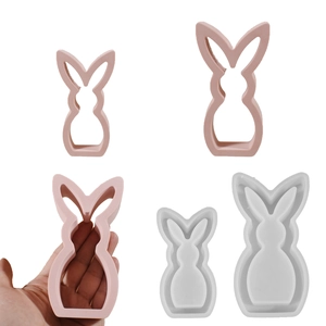 Moule En Silicone Silhouette De Lapin Évidé Bricolage Bougie Savon Résine Plâtre Outil De Coulée Décoration De Pâques