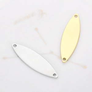 Pendentifs ovales en forme de feuille en acier inoxydable doré et argenté pour bijoux