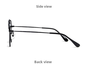 Side view of children's heart sunglasses with black metal frame and silicone nose pads