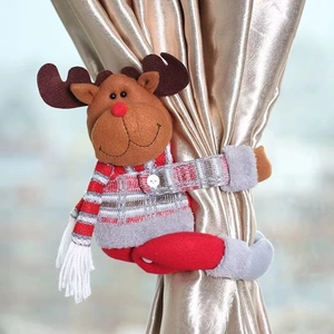 Christmas reindeer plush curtain tieback for festive holiday window decoration and scene setup