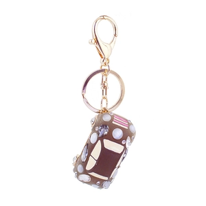 Sparkling rhinestone car keychain in grey and gold metal for women's handbag charms