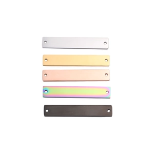 Polished stainless steel rectangular dual-hole bar connectors in five assorted colors