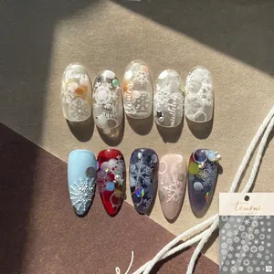Nail Art Stickers Self Adhesive Relief Snowflake Ice Crystal Winter Christmas Manicure Decoration Decals