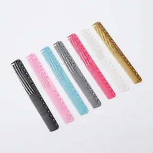 Set of 7 colorful professional hair cutting combs with heat-resistant hollow handle design