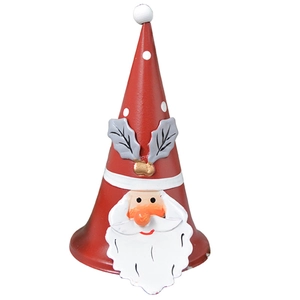 Cloche de Noël en métal rouge Père Noël pour décoration de sapin avec pois blancs