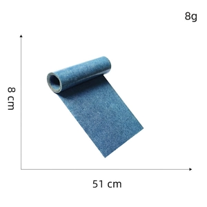 Blue denim fabric patch roll for DIY clothing repair 8cm x 51cm size for iron-on use