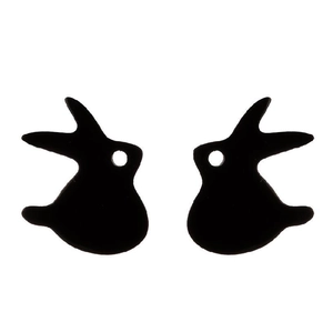 Minimalist black stainless steel bird stud earrings set in a symmetrical silhouette