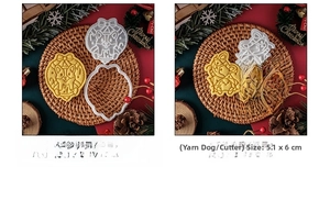 Festive Christmas dog cookie cutters with wreath and sweater designs for holiday baking